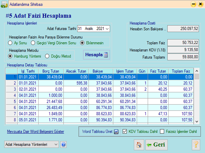 Adat Hesaplama